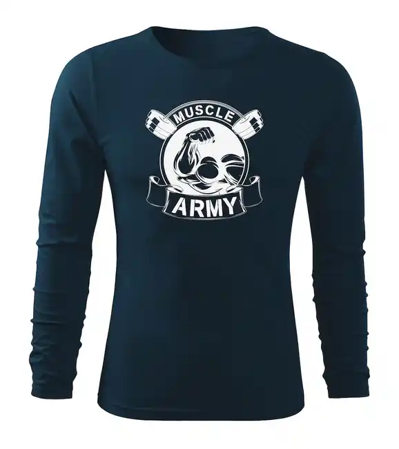 Víkendová Akce DRAGOWA Fit-T tričko s dlouhým rukávem muscle army original, tmavě modrá 160g / m2