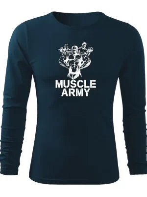 Akční Nabídka DRAGOWA Fit-T tričko s dlouhým rukávem muscle army team, tmavě modrá 160g / m2