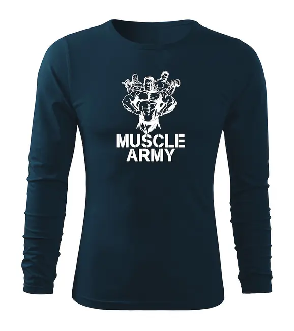 Akční Nabídka DRAGOWA Fit-T tričko s dlouhým rukávem muscle army team, tmavě modrá 160g / m2