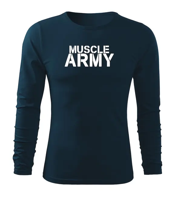 DRAGOWA Fit-T tričko s dlouhým rukávem muscle army, tmavě modrá 160g / m2 Vysoce Kvalitní