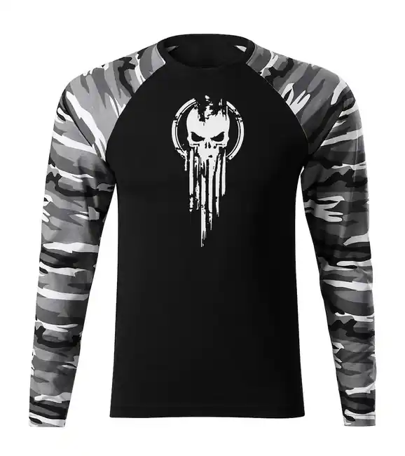 DRAGOWA Fit-T tričko s dlouhým rukávem skull, metro 160g / m2 Must-Have