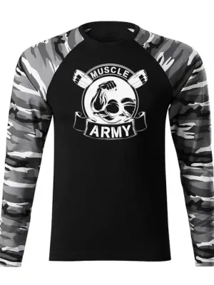 Oblíbený DRAGOWA Fit-T tričko s dlouhým rukávem muscle army original, metro 160g / m2
