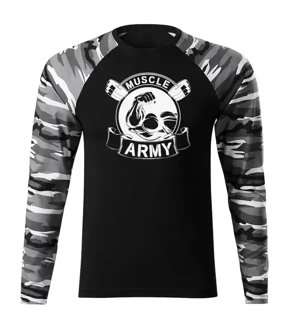 Oblíbený DRAGOWA Fit-T tričko s dlouhým rukávem muscle army original, metro 160g / m2