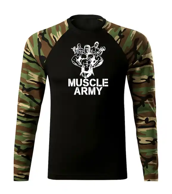 DRAGOWA Fit-T tričko s dlouhým rukávem muscle army team, woodland 160g / m2 Zlevněný