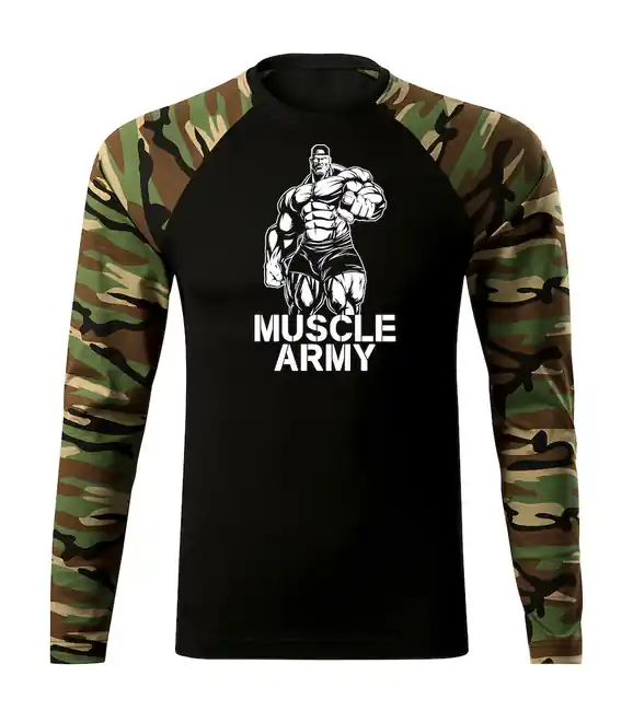 DRAGOWA Fit-T tričko s dlouhým rukávem muscle army man, woodland 160g / m2 Super Cena