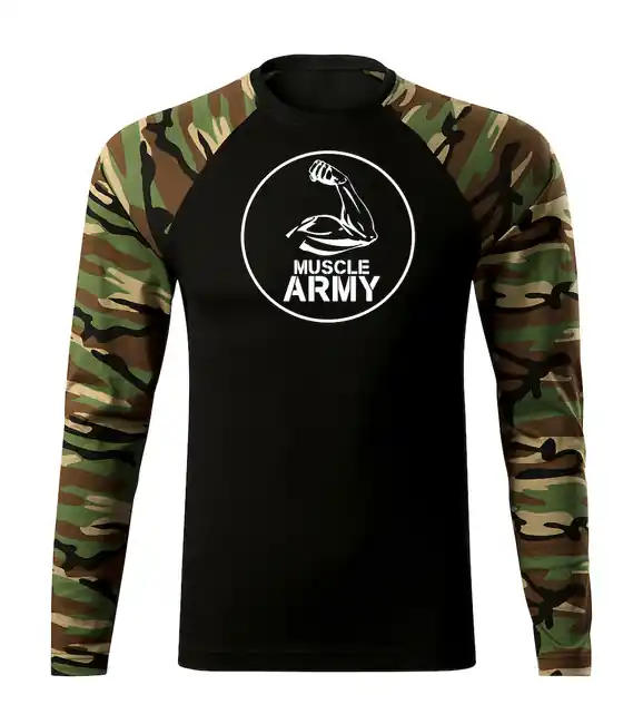 DRAGOWA Fit-T tričko s dlouhým rukávem muscle army biceps, woodland 160g / m2 Originální