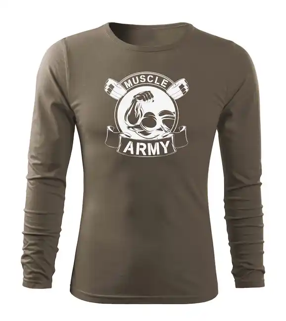 Vysoce Kvalitní DRAGOWA Fit-T tričko s dlouhým rukávem muscle army original, olivová 160g / m2