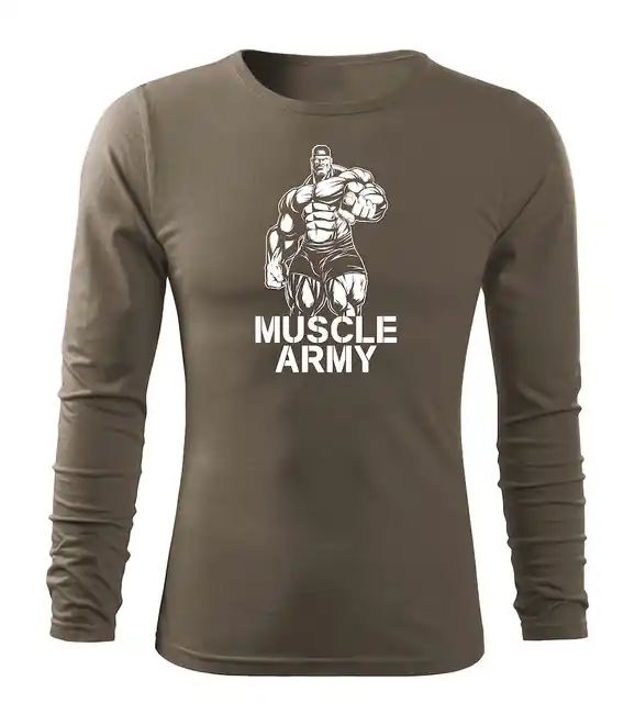 DRAGOWA Fit-T tričko s dlouhým rukávem muscle army man, olivová 160g / m2 Ověřený