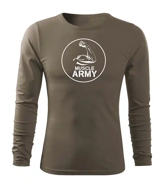 DRAGOWA Fit-T tričko s dlouhým rukávem muscle army biceps, olivová 160g / m2 Cenový Hit