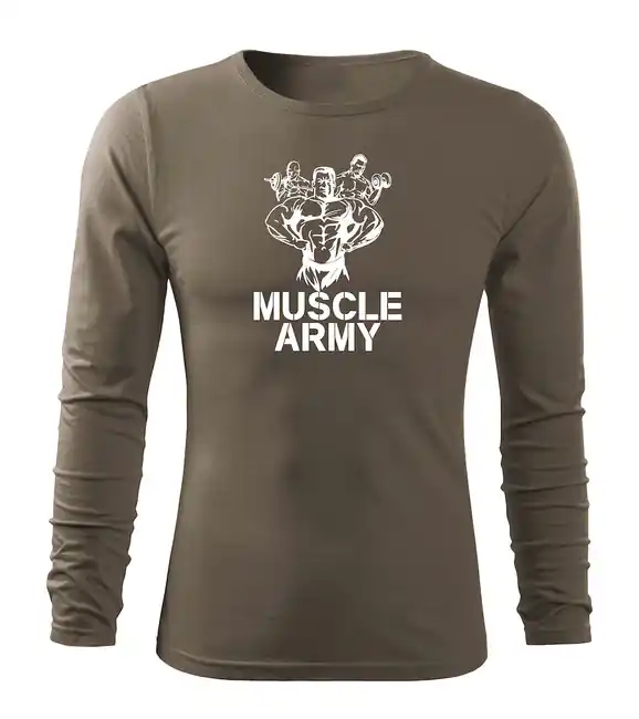 DRAGOWA Fit-T tričko s dlouhým rukávem muscle army team, olivová 160g / m2 Expresní Doručení