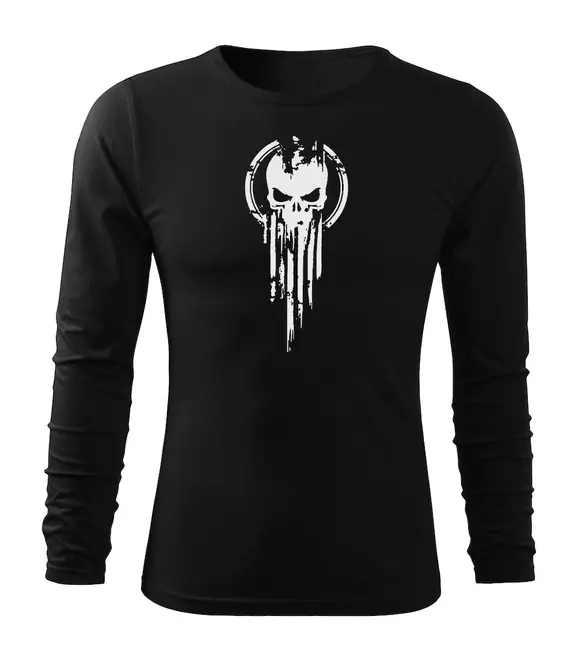 Cenová Bomba DRAGOWA Fit-T tričko s dlouhým rukávem skull, černá 160g / m2