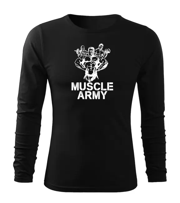 Zlevněný DRAGOWA Fit-T tričko s dlouhým rukávem muscle army team, černá 160g / m2