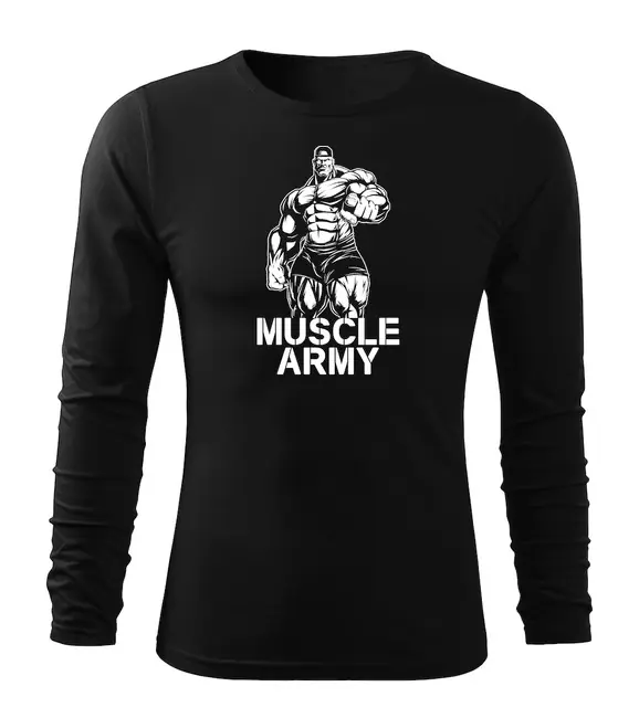 DRAGOWA Fit-T tričko s dlouhým rukávem muscle army man, černá 160g / m2 Horká Nabídka
