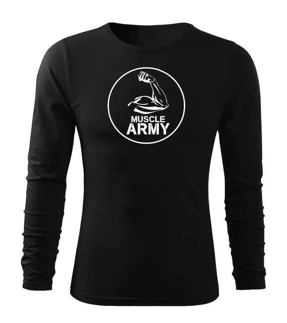 Vysoce Kvalitní DRAGOWA Fit-T tričko s dlouhým rukávem muscle army biceps, černá 160g / m2