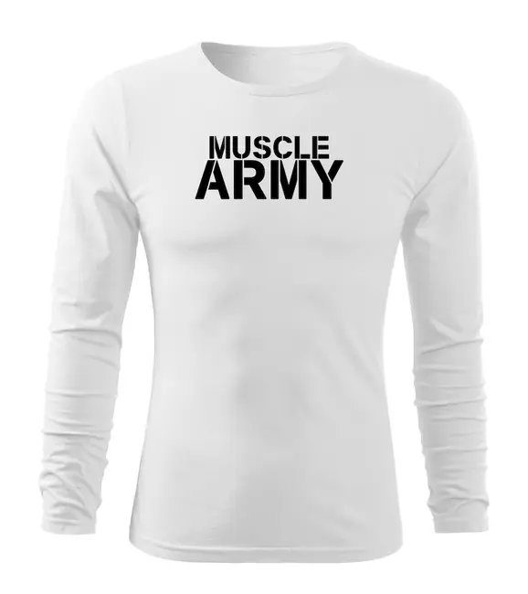 DRAGOWA Fit-T tričko s dlouhým rukávem muscle army, bílá 160g / m2 Cenově Výhodný