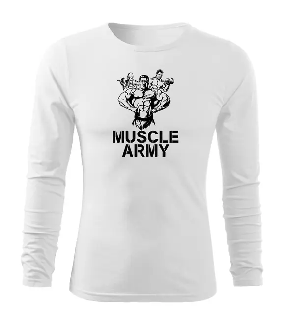DRAGOWA Fit-T tričko s dlouhým rukávem muscle army team, bílá 160g / m2 Oblíbený
