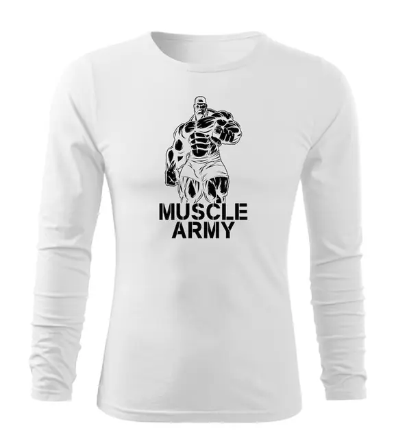 DRAGOWA Fit-T tričko s dlouhým rukávem muscle army man, bílá 160g / m2 Cenově Výhodný