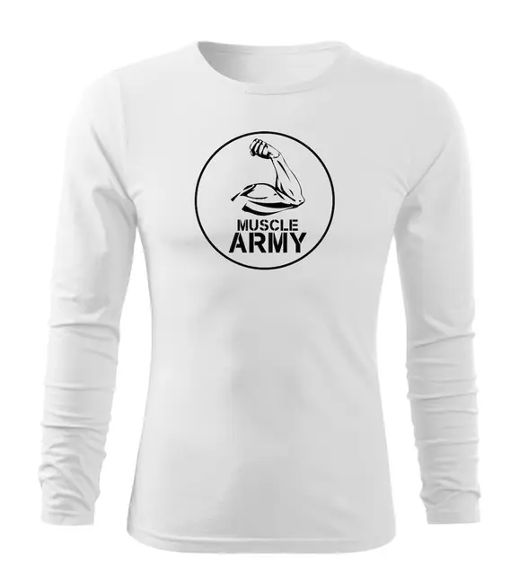 DRAGOWA Fit-T tričko s dlouhým rukávem muscle army biceps, bílá 160g / m2 Expresní Doručení