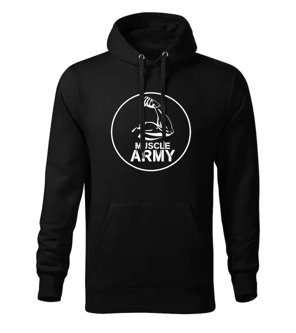 DRAGOWA pánská mikina s kapucí muscle army biceps, černá 320g / m2 Nejlepší Volba