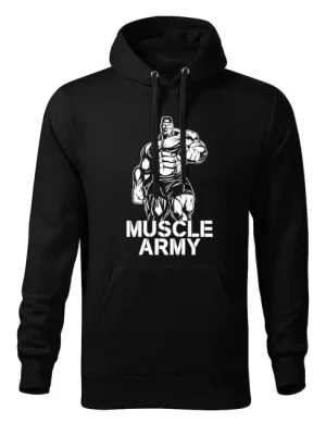 Cenový Hit DRAGOWA pánská mikina s kapucí muscle army man, černá 320g / m2
