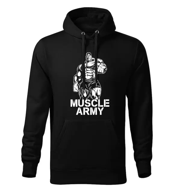 Cenový Hit DRAGOWA pánská mikina s kapucí muscle army man, černá 320g / m2