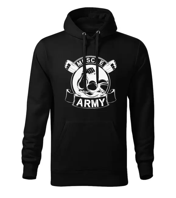 DRAGOWA pánská mikina s kapucí muscle army original, černá 320g / m2 Rychlé Dodání
