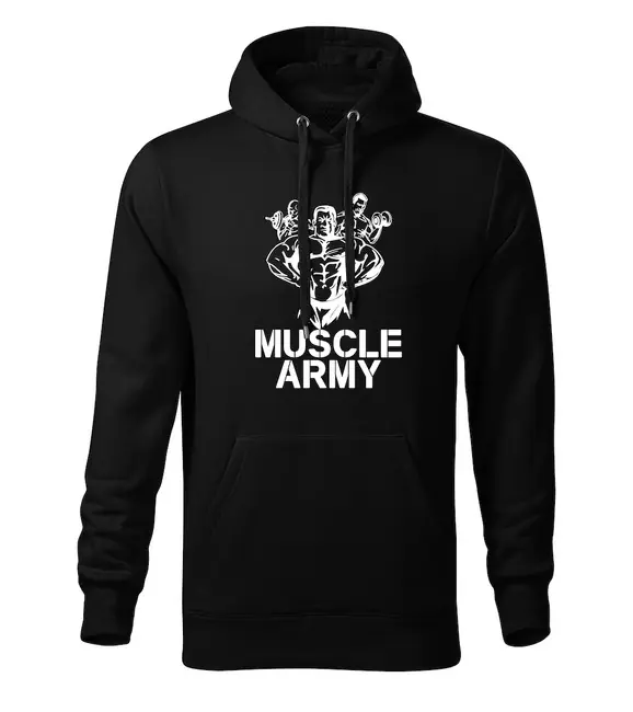 DRAGOWA pánská mikina s kapucí muscle army team, černá 320g / m2 Originální