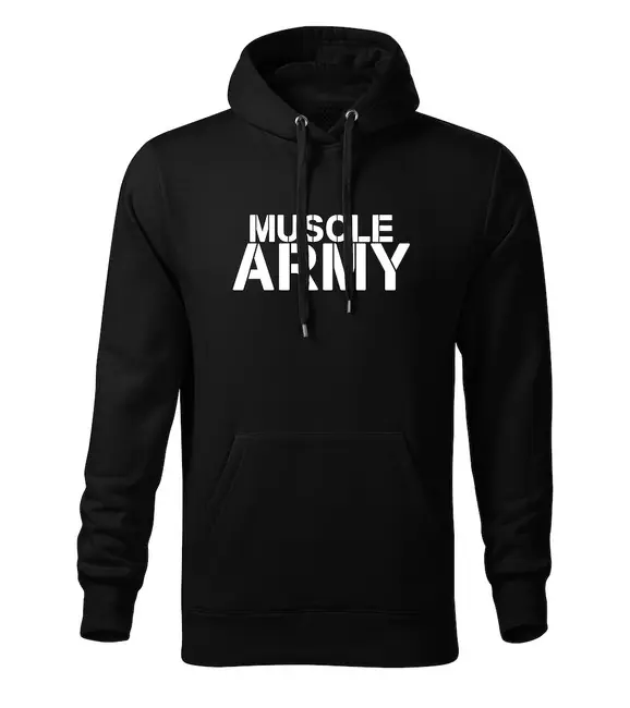 DRAGOWA pánská mikina s kapucí muscle army, černá 320g / m2 Poslední Šance