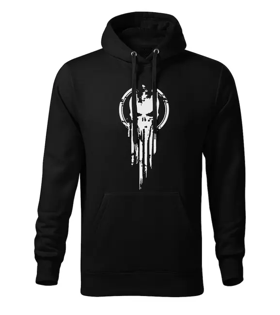 DRAGOWA pánská mikina s kapucí skull, černá 320g / m2 Koupit Online