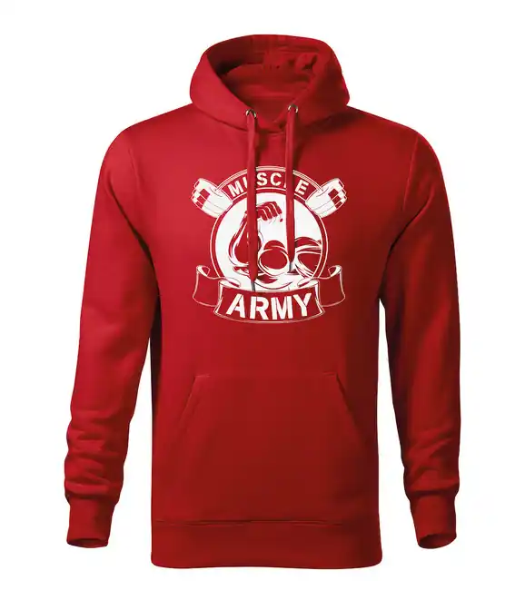 DRAGOWA pánská mikina s kapucí muscle army original, červená 320g / m2 Aktuální