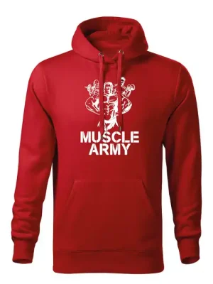 Ověřený DRAGOWA pánská mikina s kapucí muscle army team, červená 320g / m2