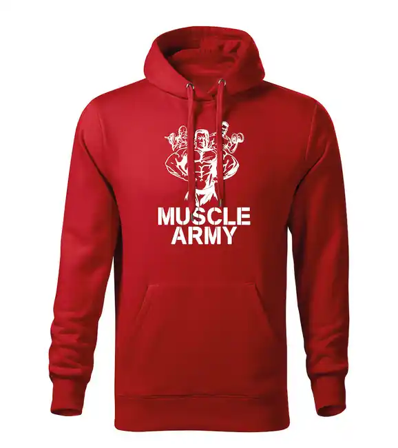 Ověřený DRAGOWA pánská mikina s kapucí muscle army team, červená 320g / m2
