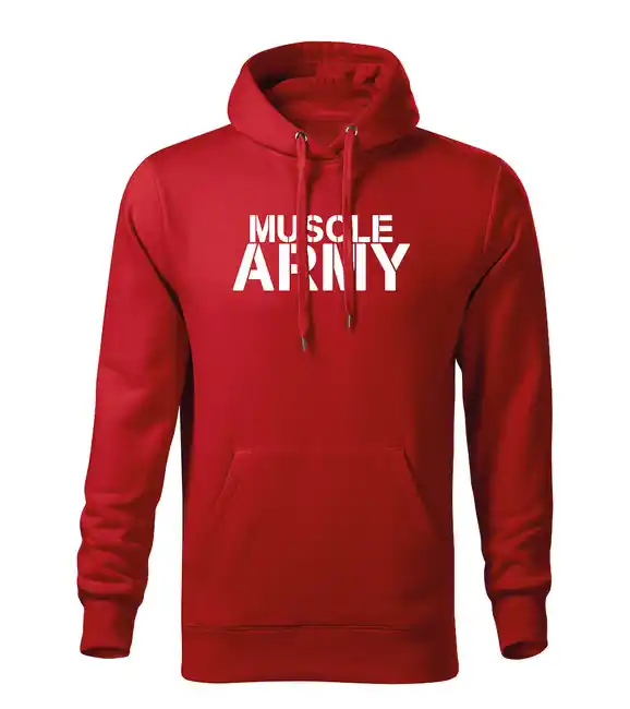DRAGOWA pánská mikina s kapucí muscle army, červená 320g / m2 Bezpečná Platba