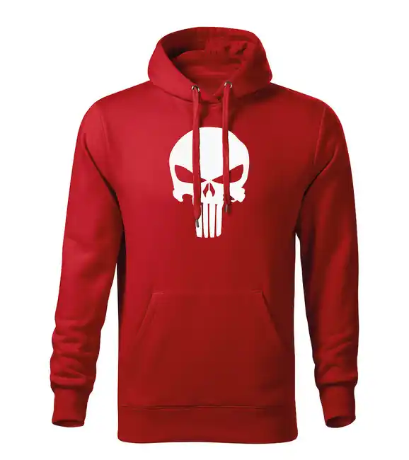 Expresní Doručení DRAGOWA pánská mikina s kapucí punisher, červená 320g / m2