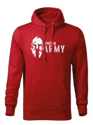 Tovární Cena DRAGOWA pánská mikina s kapucí spartan army, červená 320g / m2