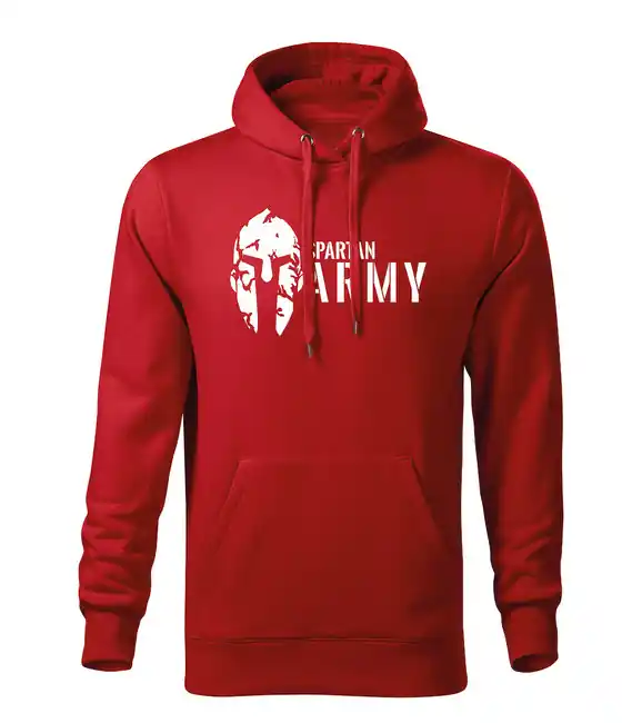 Tovární Cena DRAGOWA pánská mikina s kapucí spartan army, červená 320g / m2