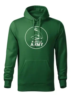 Akční Nabídka DRAGOWA pánská mikina s kapucí muscle army biceps, zelená 320g / m2