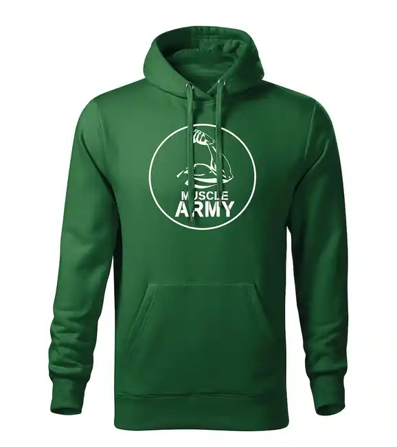 Akční Nabídka DRAGOWA pánská mikina s kapucí muscle army biceps, zelená 320g / m2