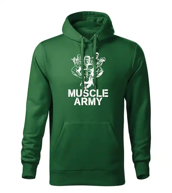 Akční Cena DRAGOWA pánská mikina s kapucí muscle army team, zelená 320g / m2
