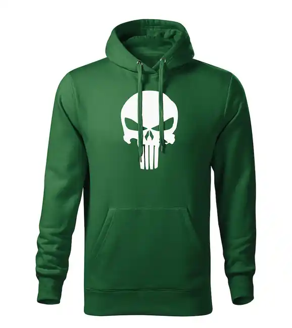 Cenově Výhodný DRAGOWA pánská mikina s kapucí punisher, zelená 320g / m2