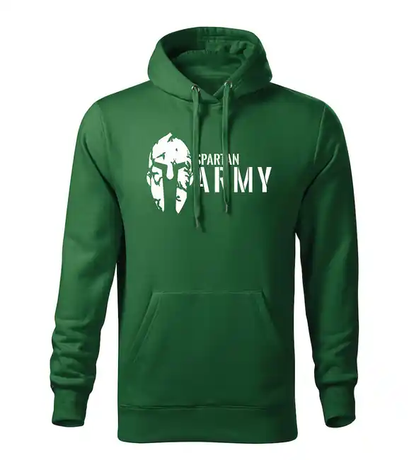 DRAGOWA pánská mikina s kapucí spartan army, zelená 320g / m2 Značkový