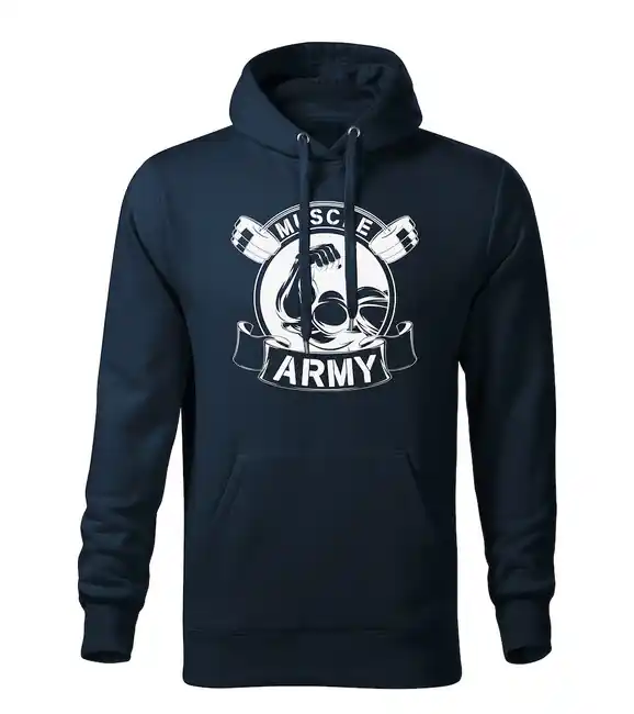 DRAGOWA pánská mikina s kapucí muscle army original, tmavě modrá 320g / m2 Akční Nabídka