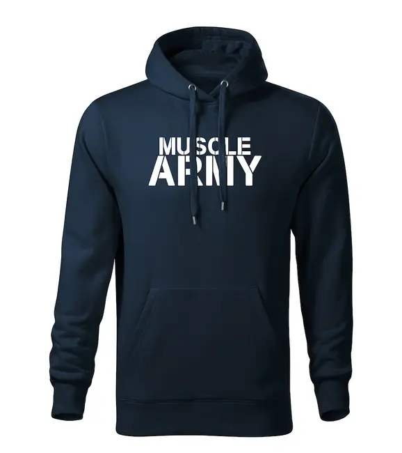 DRAGOWA pánská mikina s kapucí muscle army, tmavě modrá 320g / m2 Akční Nabídka