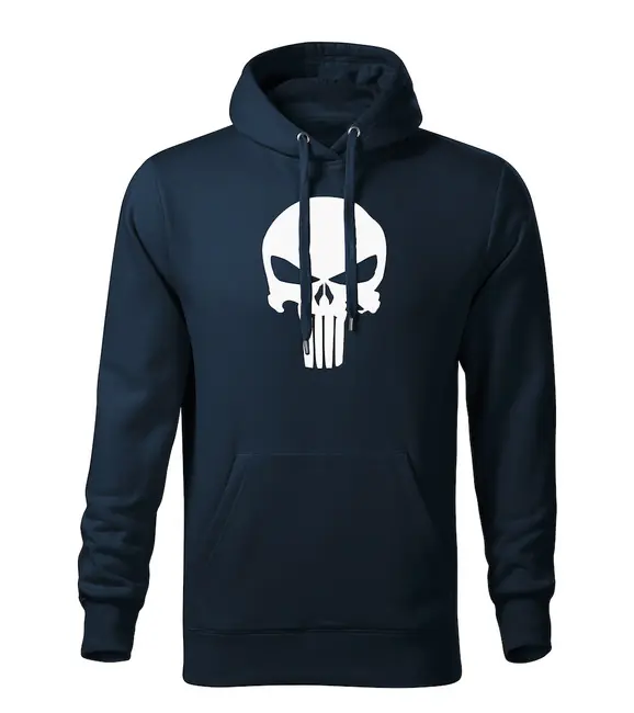 DRAGOWA pánská mikina s kapucí punisher, tmavě modrá 320g / m2 Must-Have