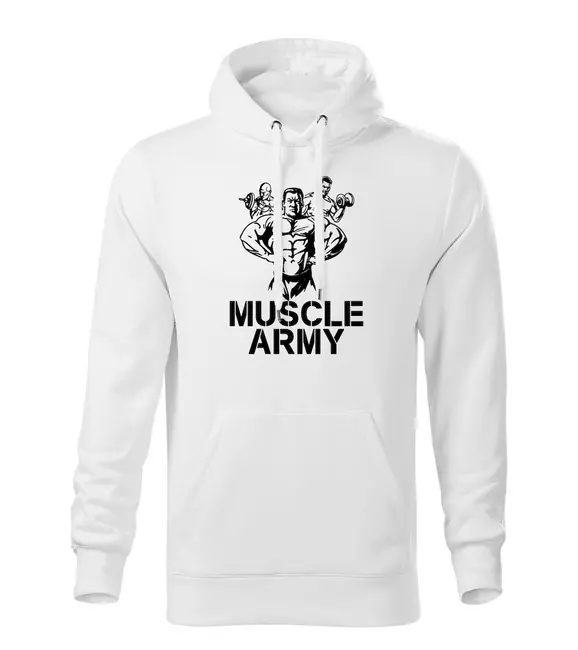 DRAGOWA pánská mikina s kapucí muscle army team, bílá 320g / m2 Top Prodej