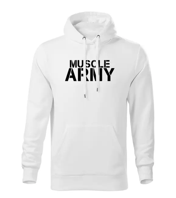 DRAGOWA pánská mikina s kapucí muscle army, bílá 320g / m2 Expresní Doručení
