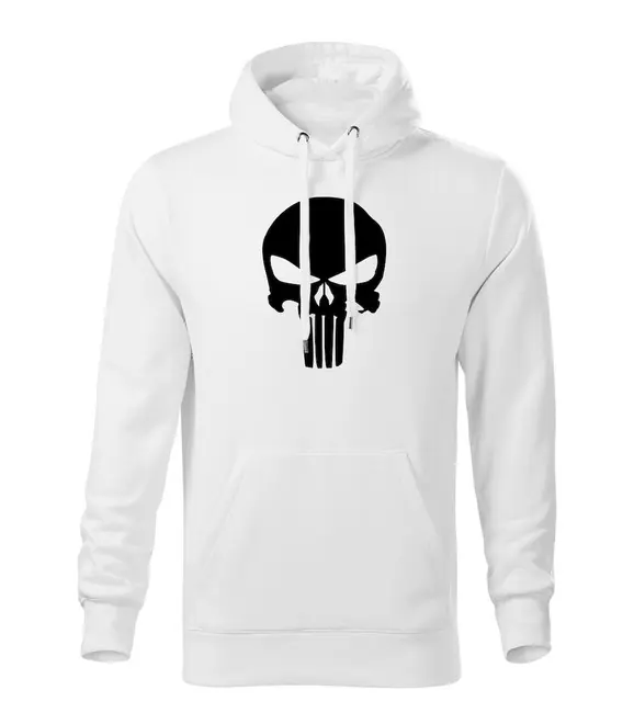 Výhodná Nabídka DRAGOWA pánská mikina s kapucí punisher, bílá 320g / m2