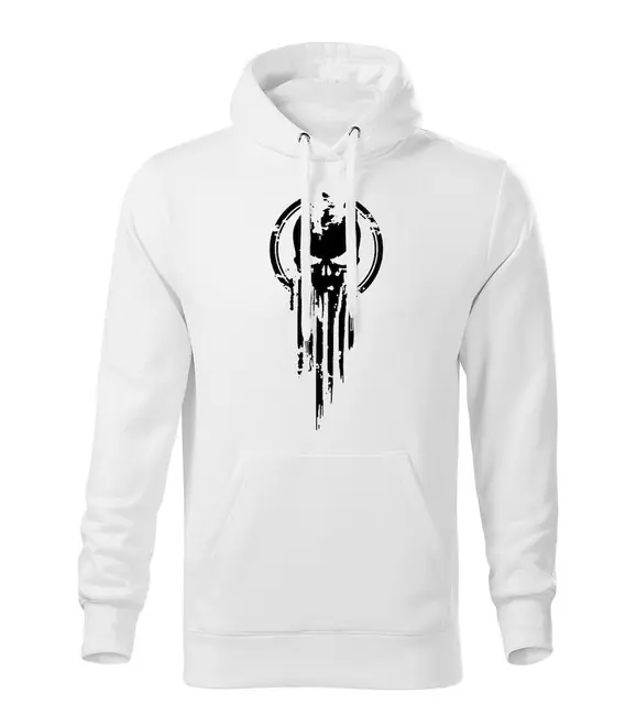 DRAGOWA pánská mikina s kapucí skull, bílá 320g / m2 Vrácení Zdarma