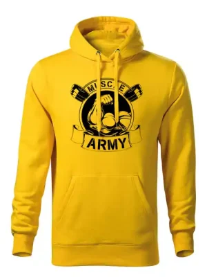Cenový Hit DRAGOWA pánská mikina s kapucí muscle army original, žlutá 320g / m2