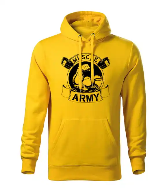 Cenový Hit DRAGOWA pánská mikina s kapucí muscle army original, žlutá 320g / m2